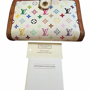Louis Vuitton x Takashi Murakami White Monogram Multicolore French Wallet W COA